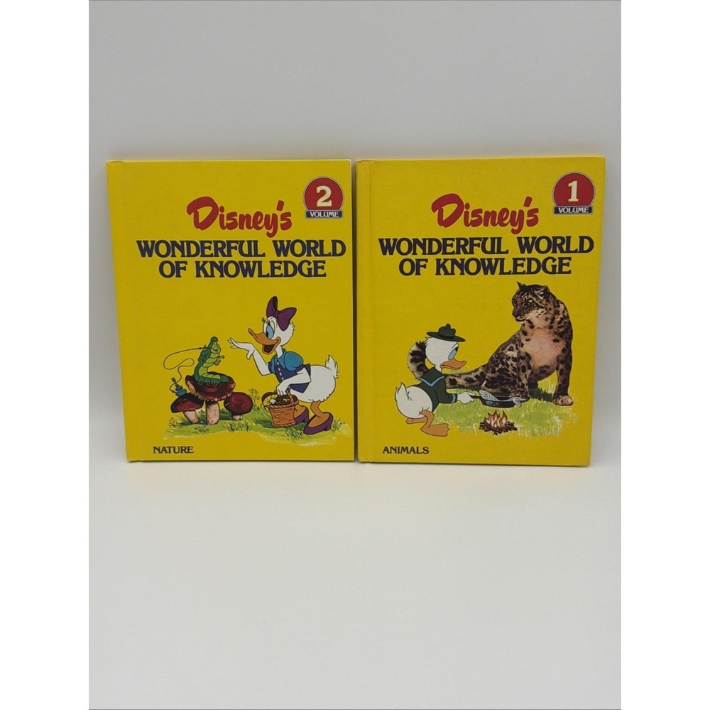 Disney Wonderful World of Knowledge Books Vol 1 2 Animals Nature Grolier 1986